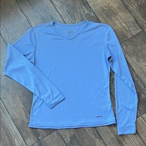 Patagonia Sky Blue V-Neck Long Sleeve Shirt